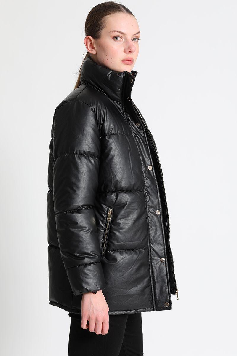 Parka Efecto Piel Negro Liola-0