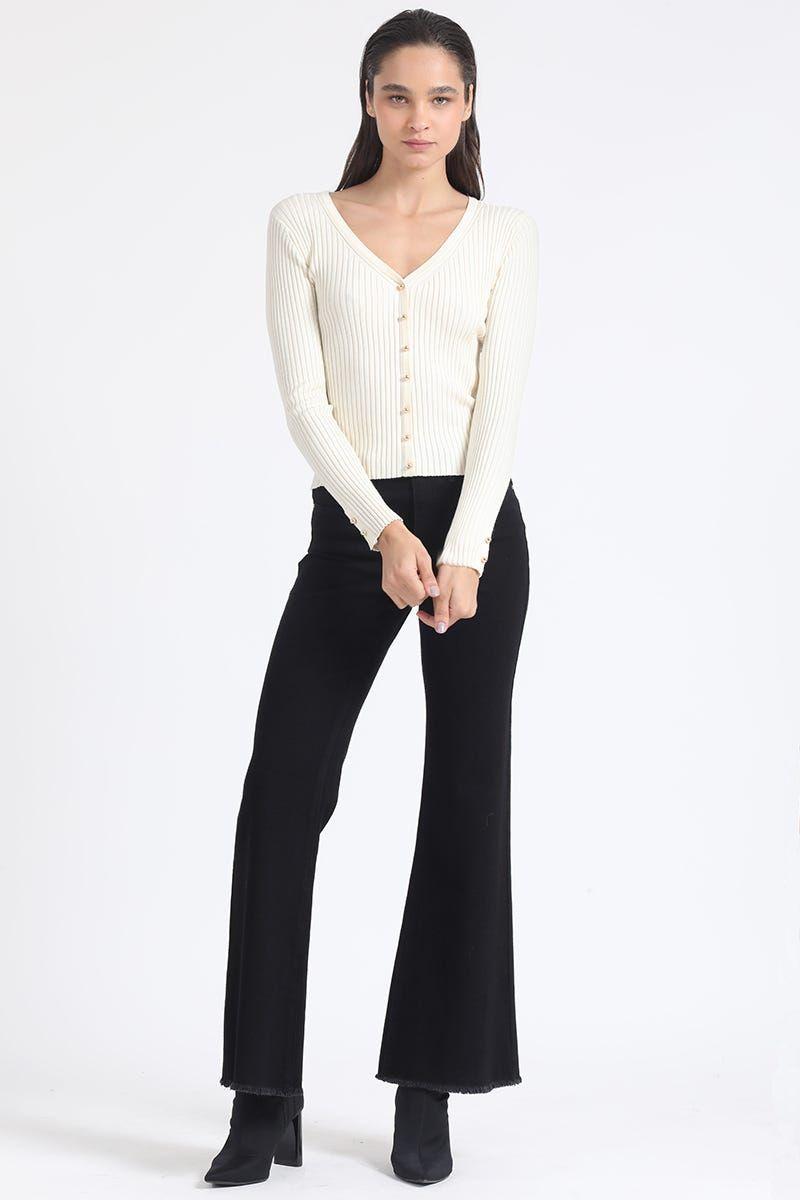 Cardigan Tejido Punto Boton Fantasia, Crudo Liola-1