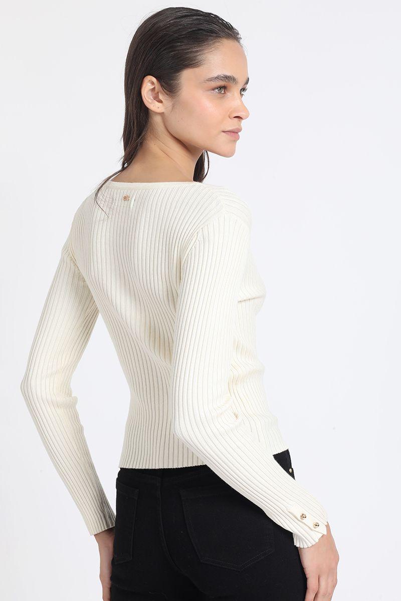 Cardigan Tejido Punto Boton Fantasia, Crudo Liola-4