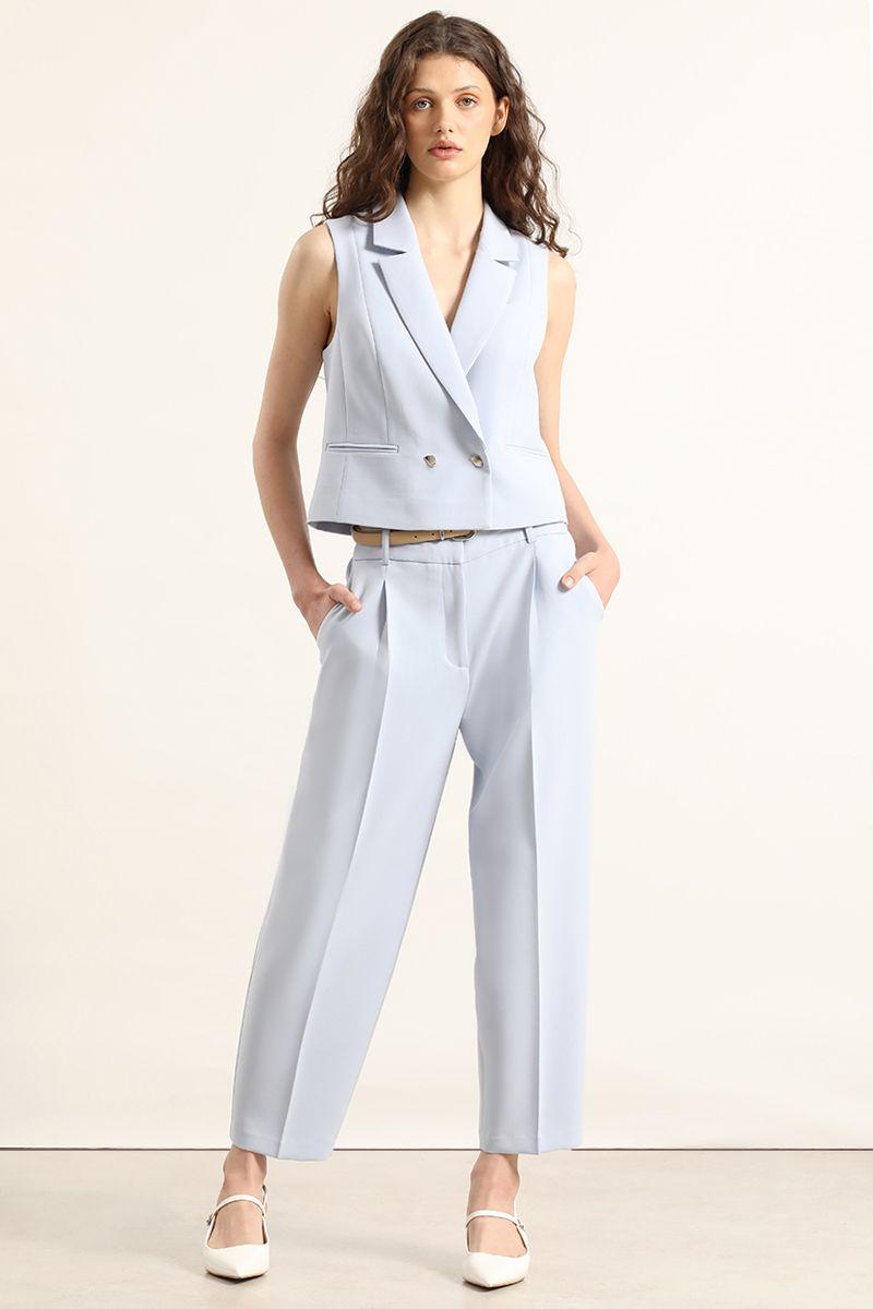 Pantalon sastre con cinturon, celeste Liola-3