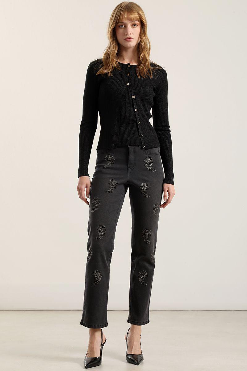 Top basico hilo metalizado, negro Liola-1