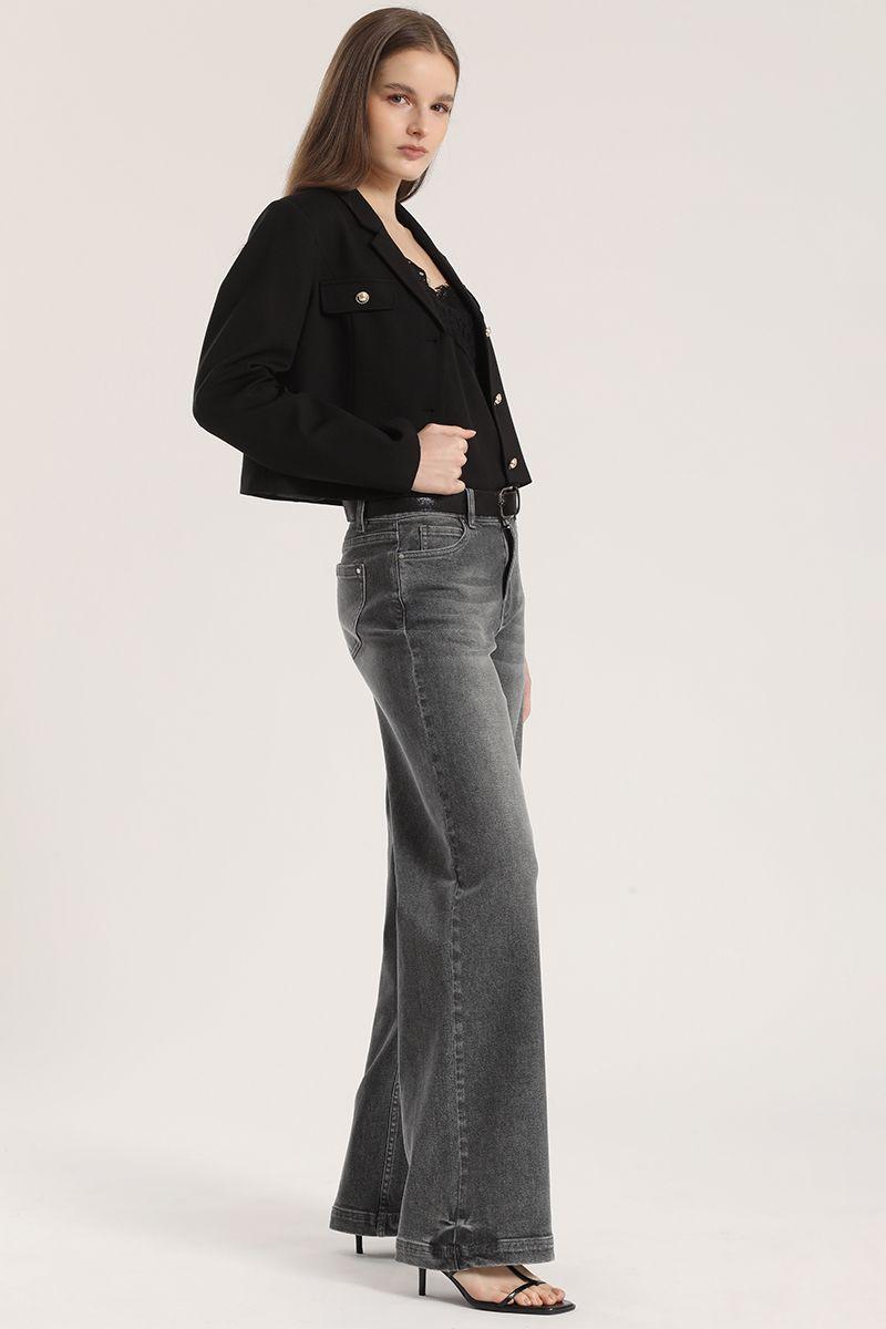 Jeans straight con cinturón liola mujer gris-3