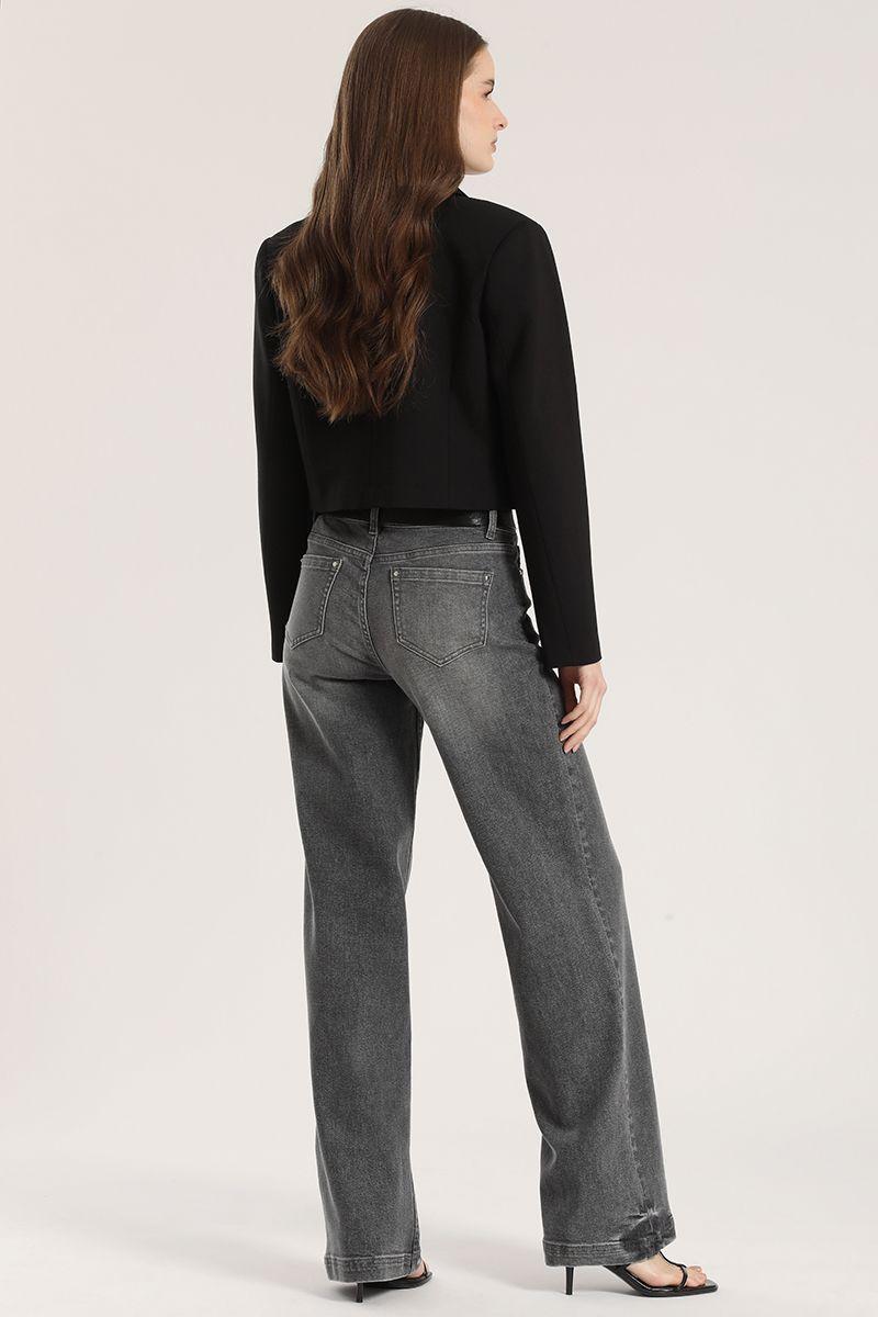 Jeans straight con cinturón liola mujer gris-5