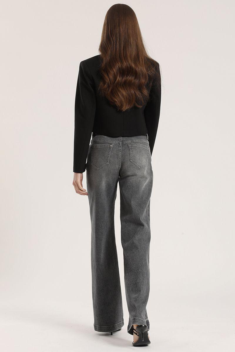 Jeans straight con cinturón liola mujer gris-6