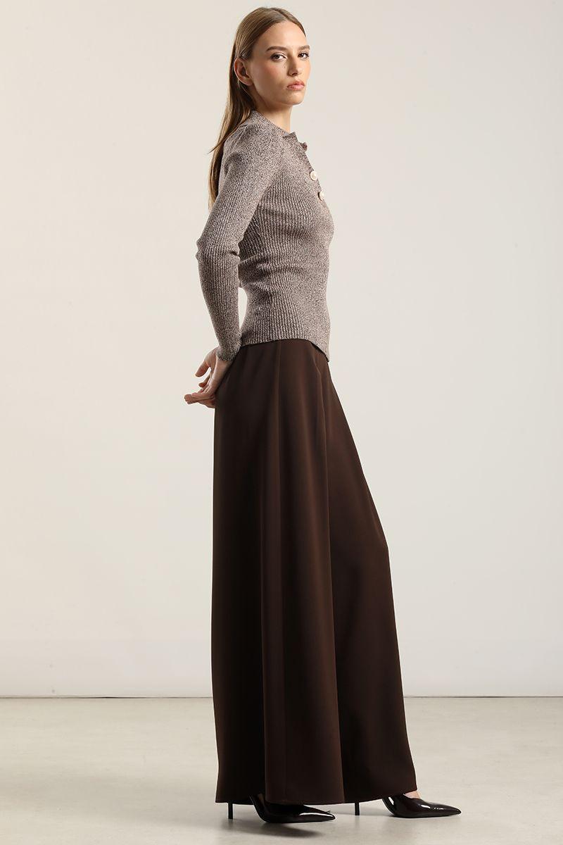 Jersey punto, boton perla, cafe Liola-2