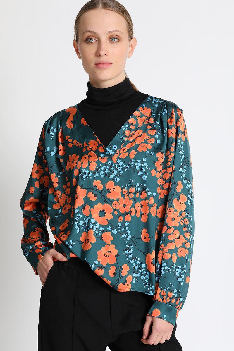Blusa En V Estampado Verde Liola-0