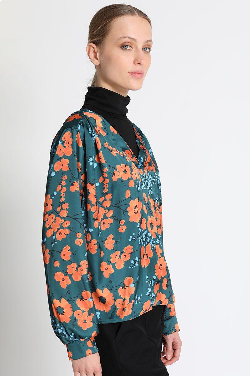 Blusa En V Estampado Verde Liola-1