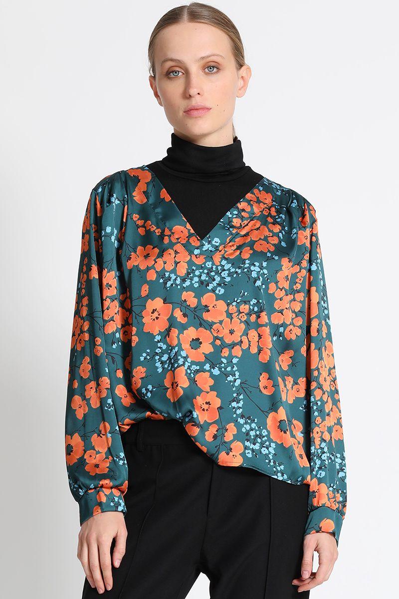 Blusa En V Estampado Verde Liola-3