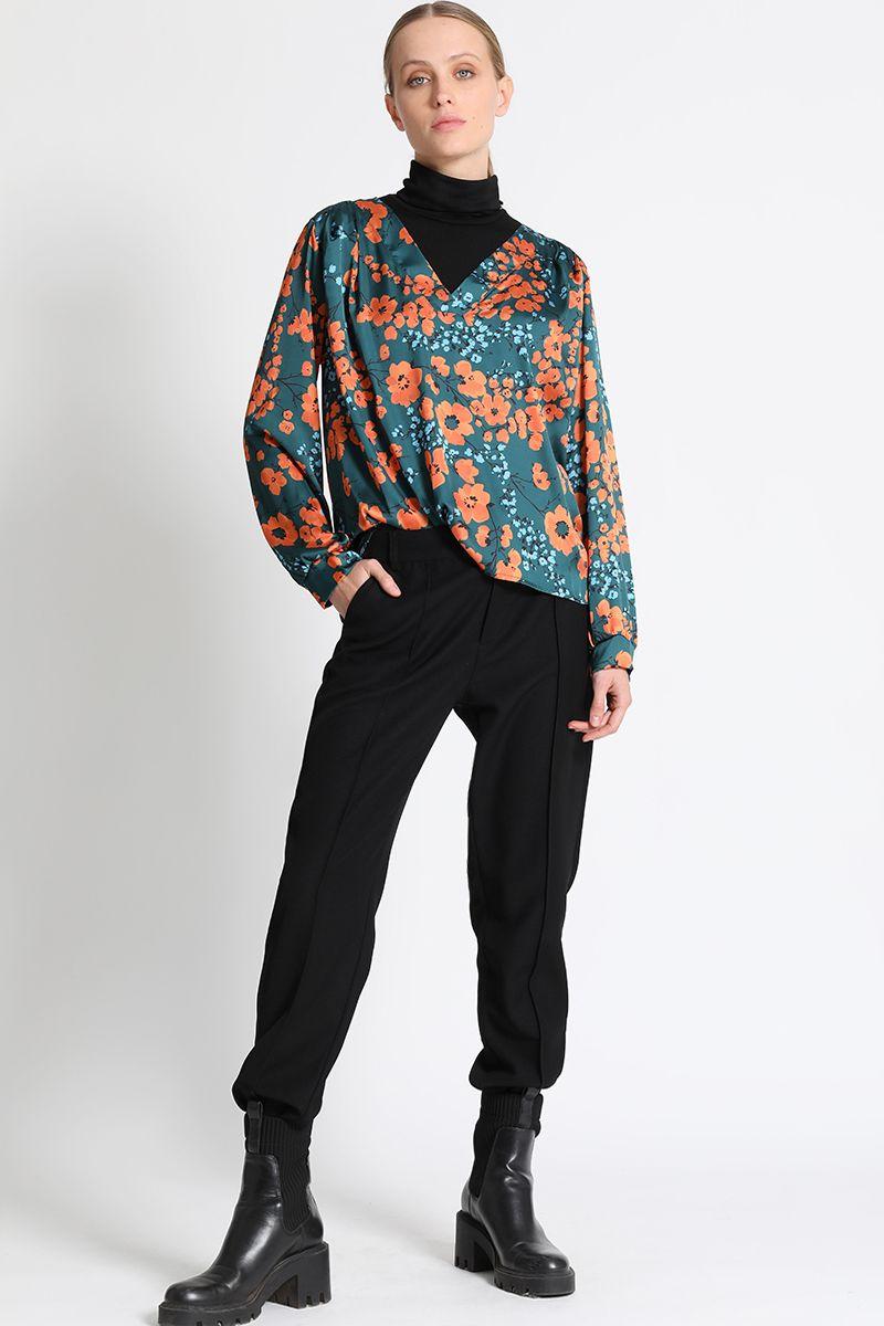 Blusa En V Estampado Verde Liola-4