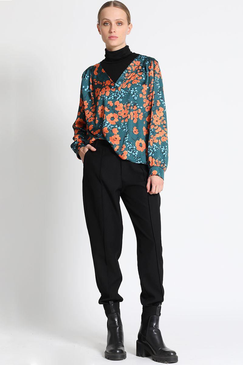 Blusa En V Estampado Verde Liola-5