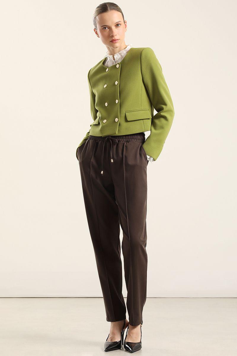 Chaqueta cropped, cruzada, pistacho Liola-6