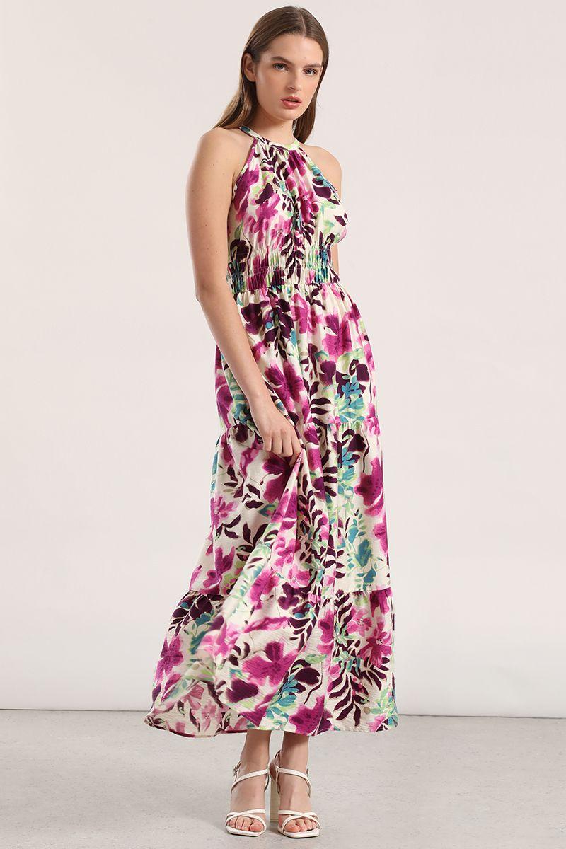 Vestido maxi estampado Liola mujer verde-3