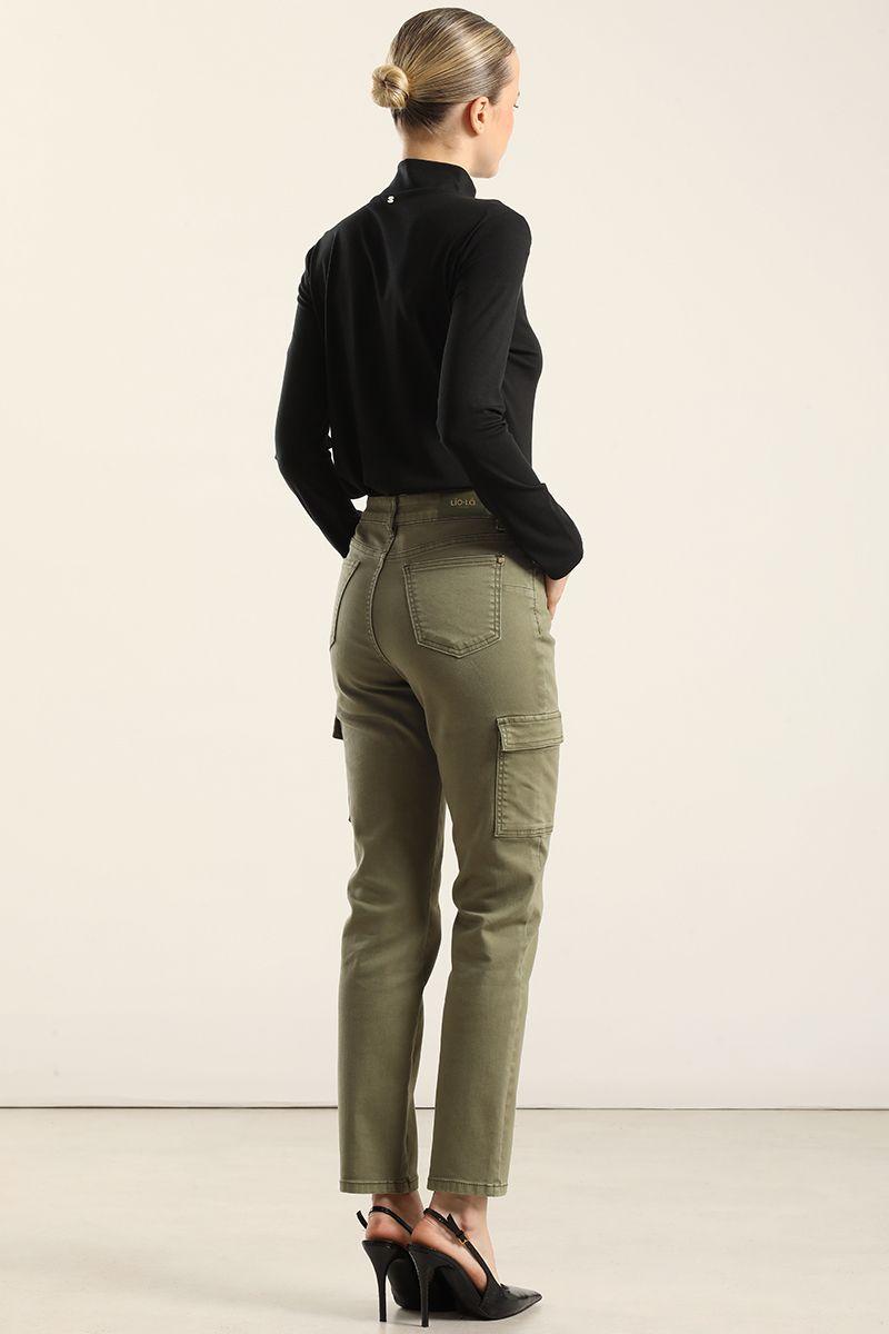 Jeans Color Skinny Cargo, Militar Liola-4