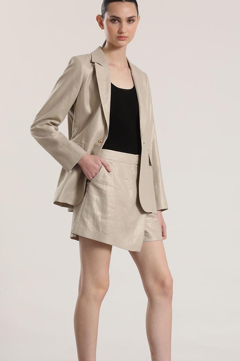 Falda pantalón lino Liola mujer beige-2