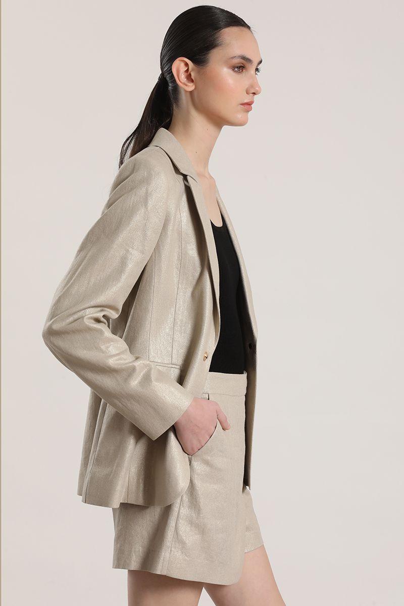 Falda pantalón lino Liola mujer beige-5
