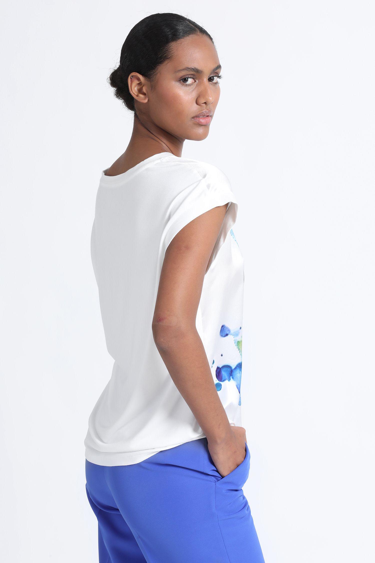 Polera Crudo Estampado Flor Azul Liola-2