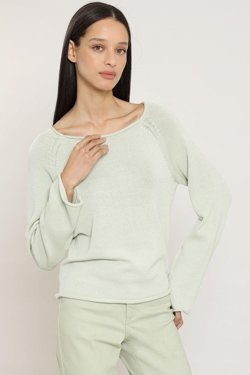 Sweater punto basico, verde Liola-3