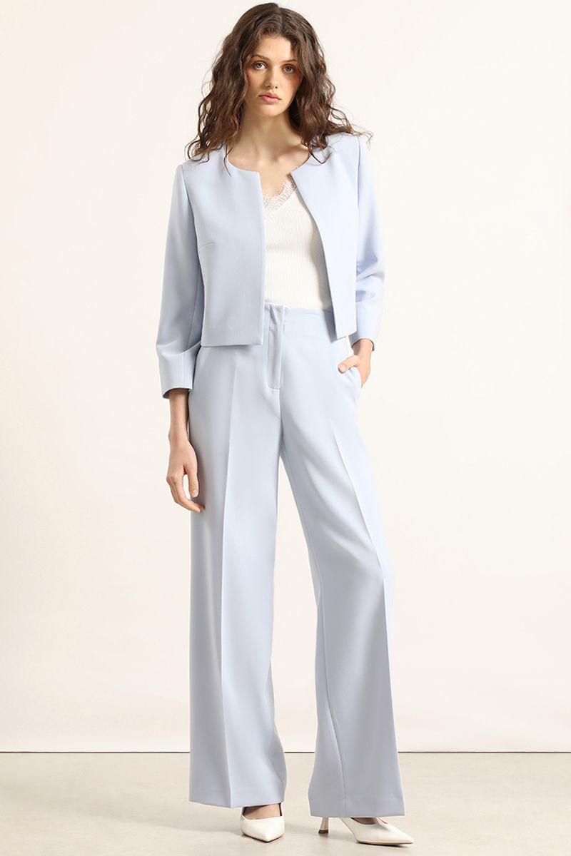 Chaqueta cropped de tope, celeste Liola-1
