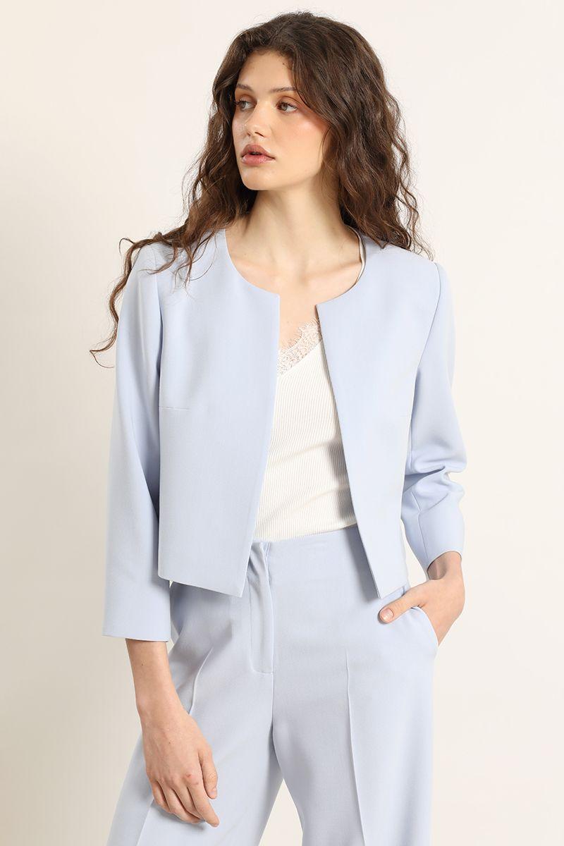 Chaqueta cropped de tope, celeste Liola-2