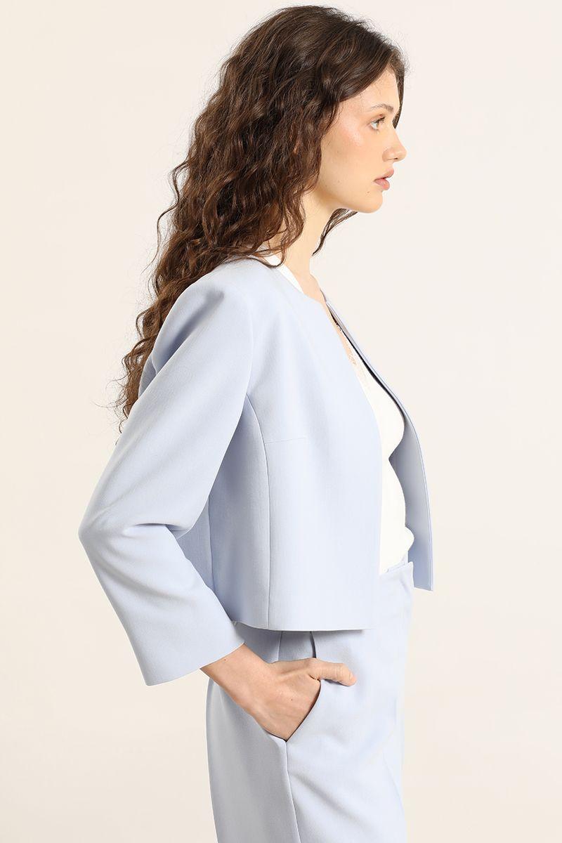 Chaqueta cropped de tope, celeste Liola-5