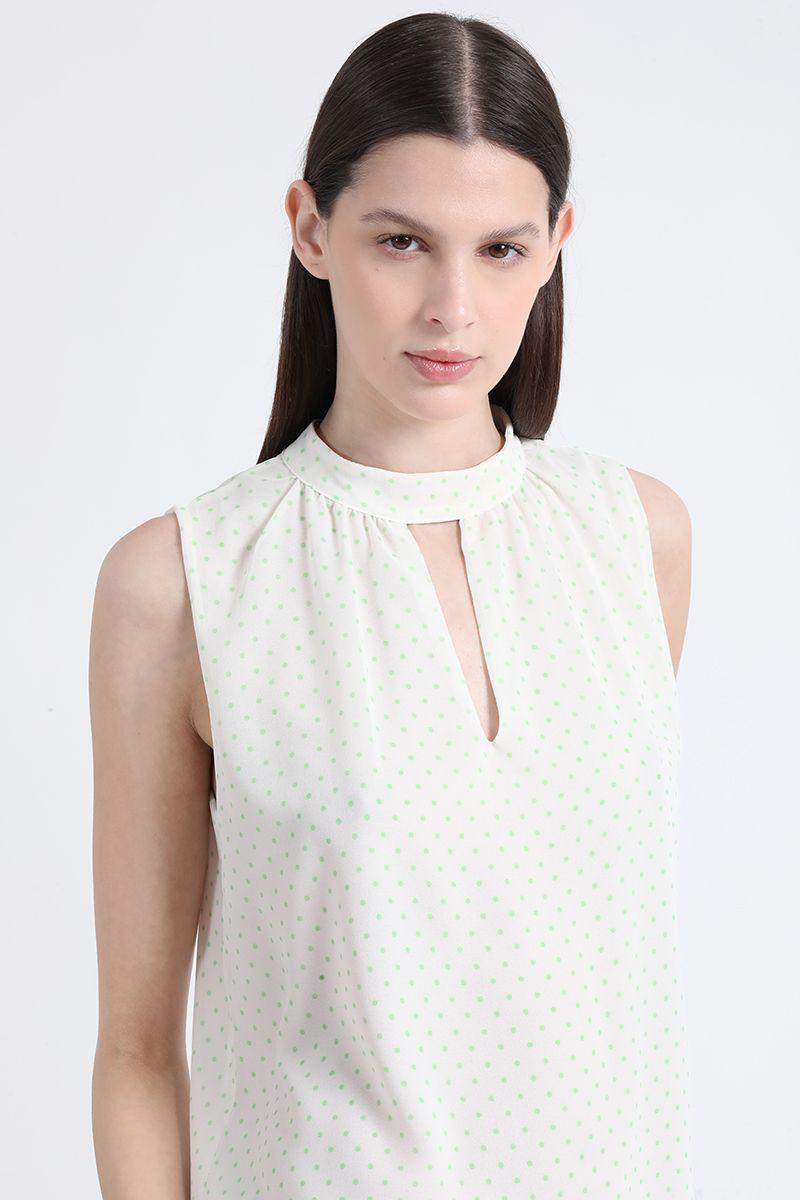 Top Con Forro, Estampado Lunares, Verde, Liola-2