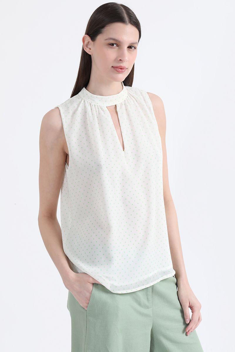 Top Con Forro, Estampado Lunares, Verde, Liola-3