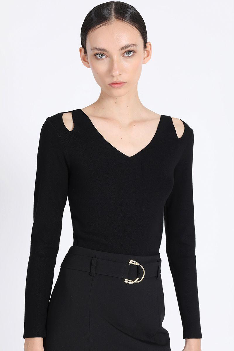 Tejido Punto Abertura Hombros, Negro Liola-0