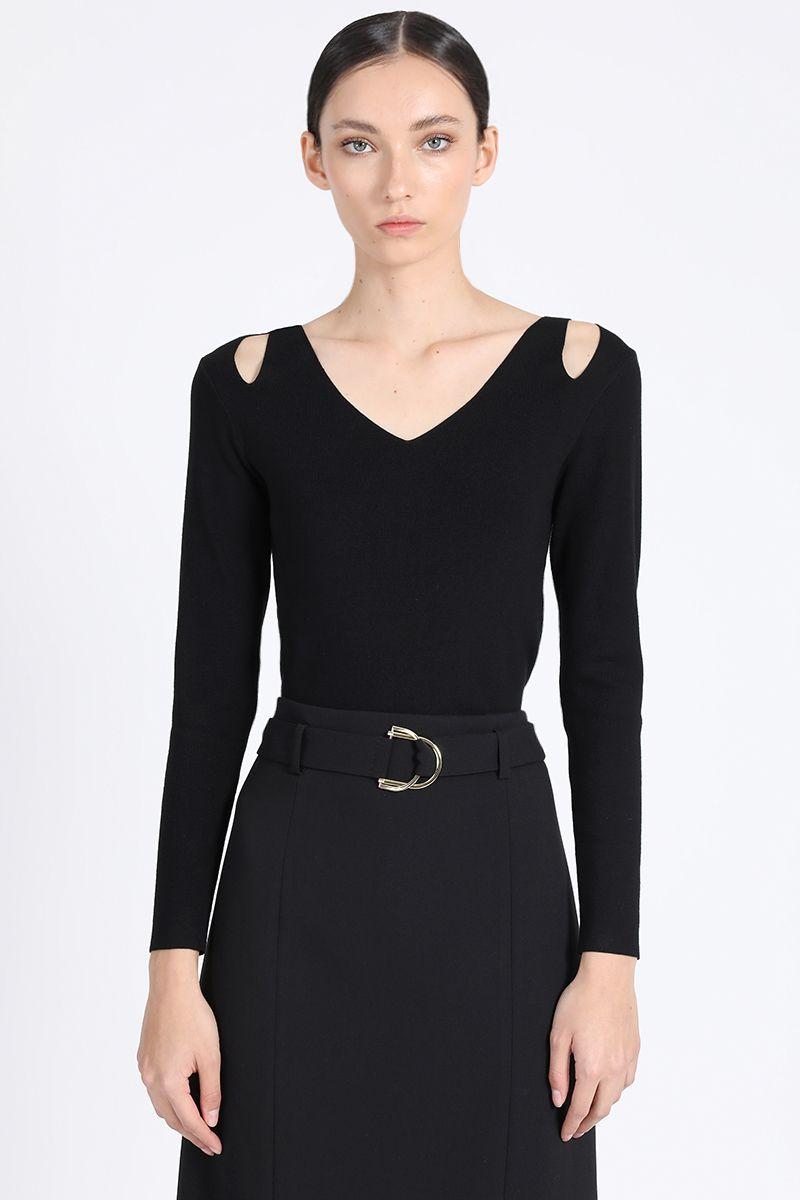 Tejido Punto Abertura Hombros, Negro Liola-1