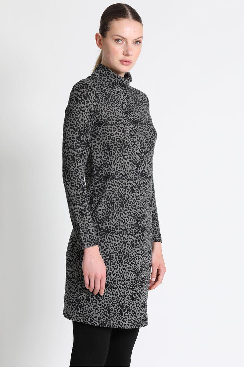 Vestido Entallado Estampado Gris Liola-2