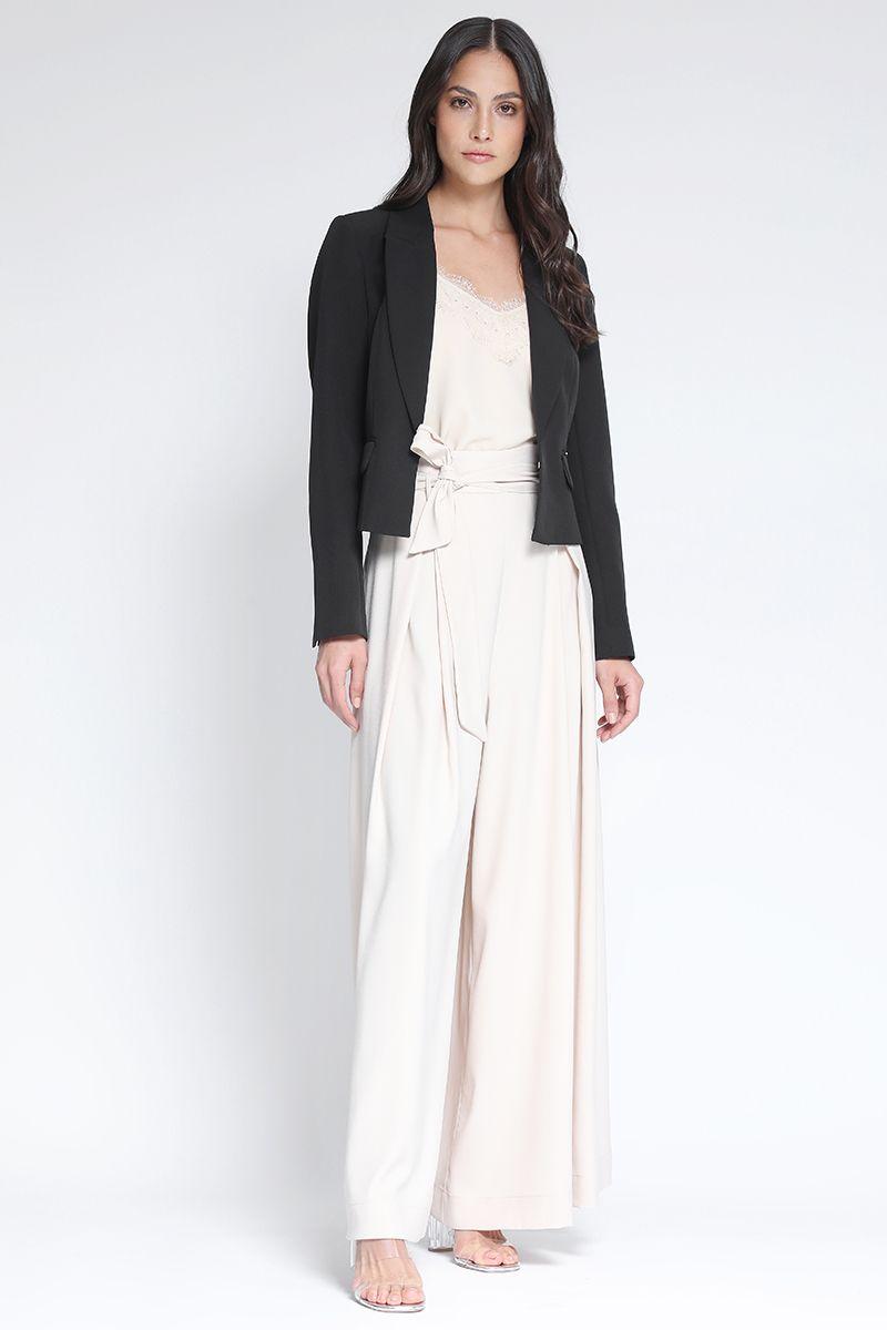 Pantalon Palazzo Tiro Alto, Beige Liola-2