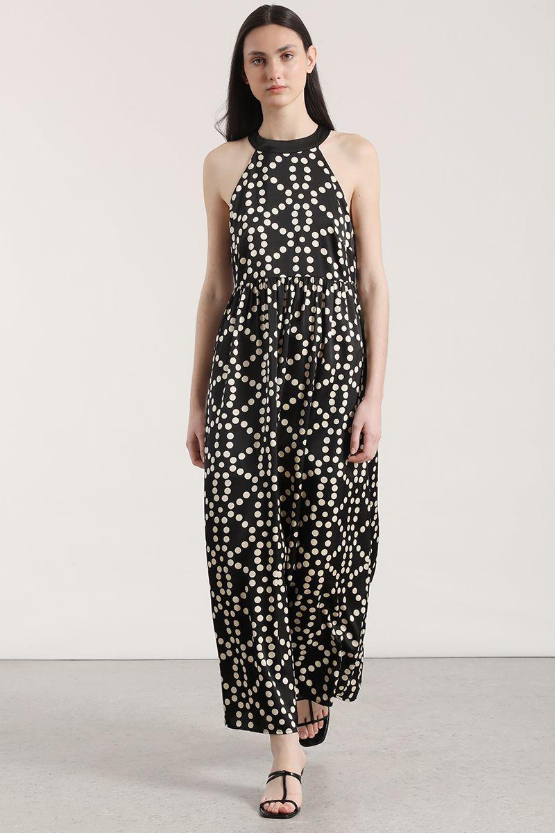 Vestido maxi puntos Liola mujer negro-0