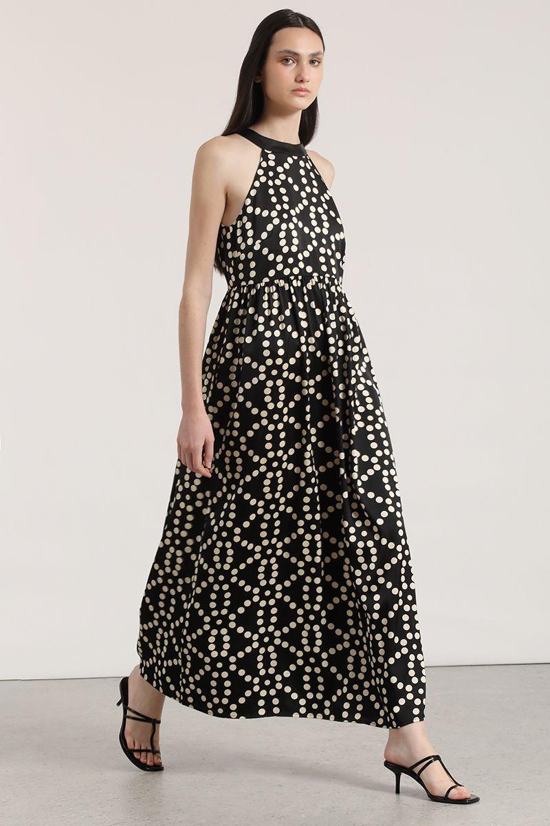 Vestido maxi puntos Liola mujer negro-1