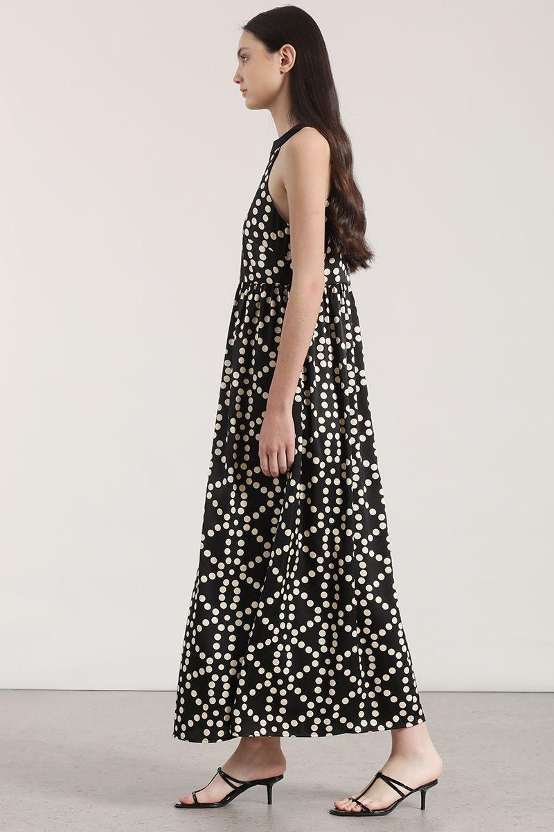 Vestido maxi puntos Liola mujer negro-2