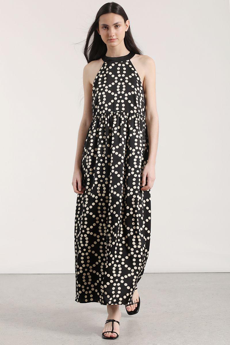 Vestido maxi puntos Liola mujer negro-3