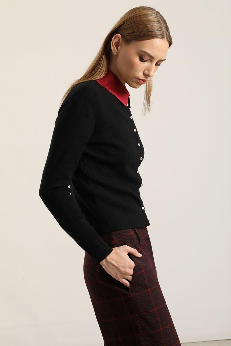 Cardigan basico punto, negro Liola-4