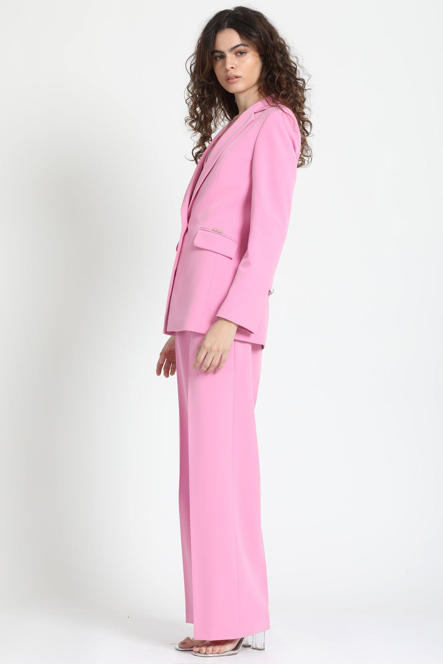 Blazer Entallado Boton Joya, Rosa Liola-2