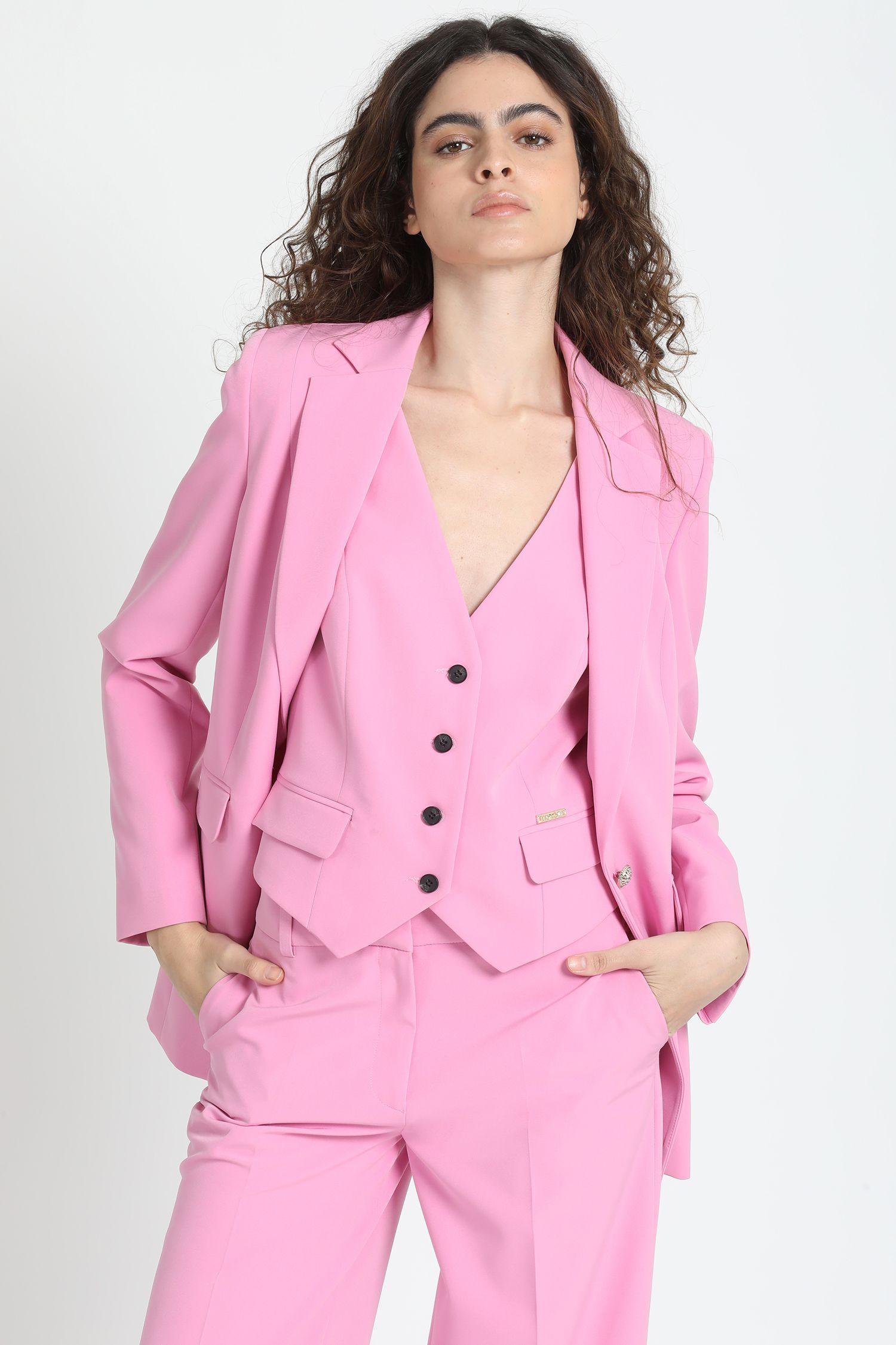 Blazer Entallado Boton Joya, Rosa Liola-4