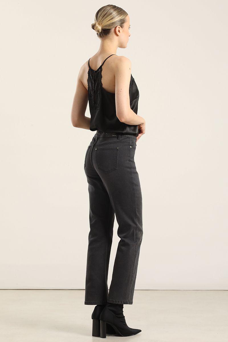 Jeans slim, amebas tachas, gris Liola-3