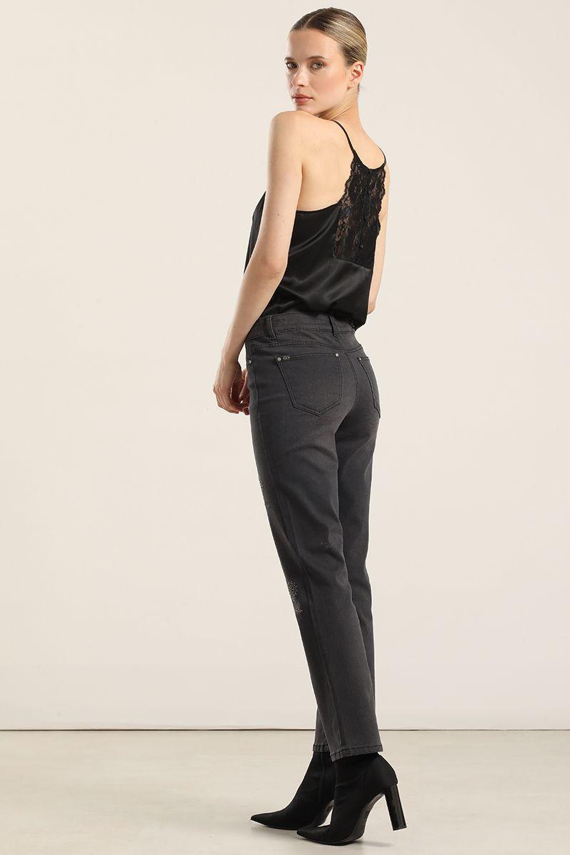 Jeans slim, amebas tachas, gris Liola-4