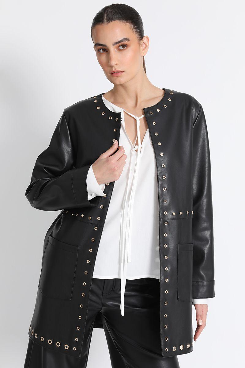 Chaquetón  Efecto Piel Negro Liola-1