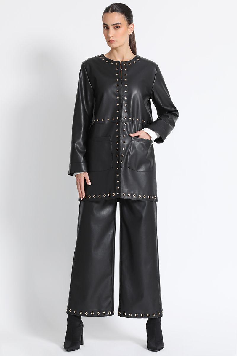 Chaquetón  Efecto Piel Negro Liola-4