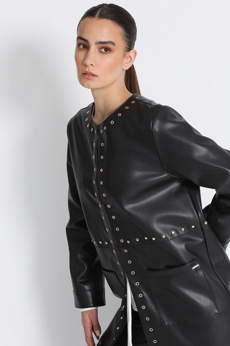 Chaquetón  Efecto Piel Negro Liola-5
