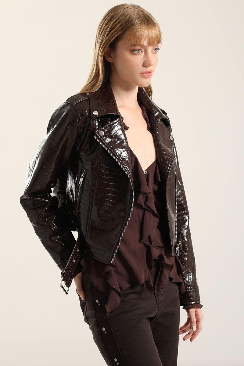 Chaqueta Biker, Charol Crocco, Burdeo Liola-2