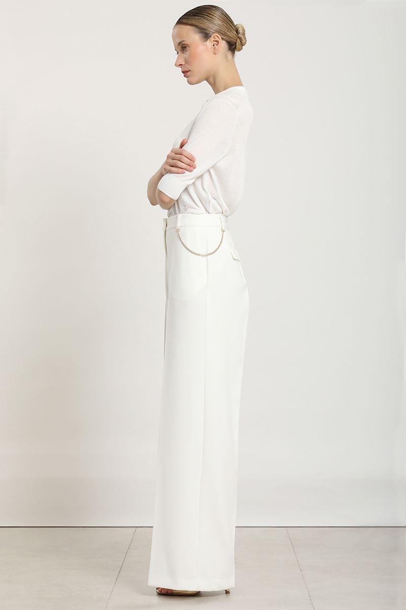 Pantalon ancho con cadena, crudo Liola-2