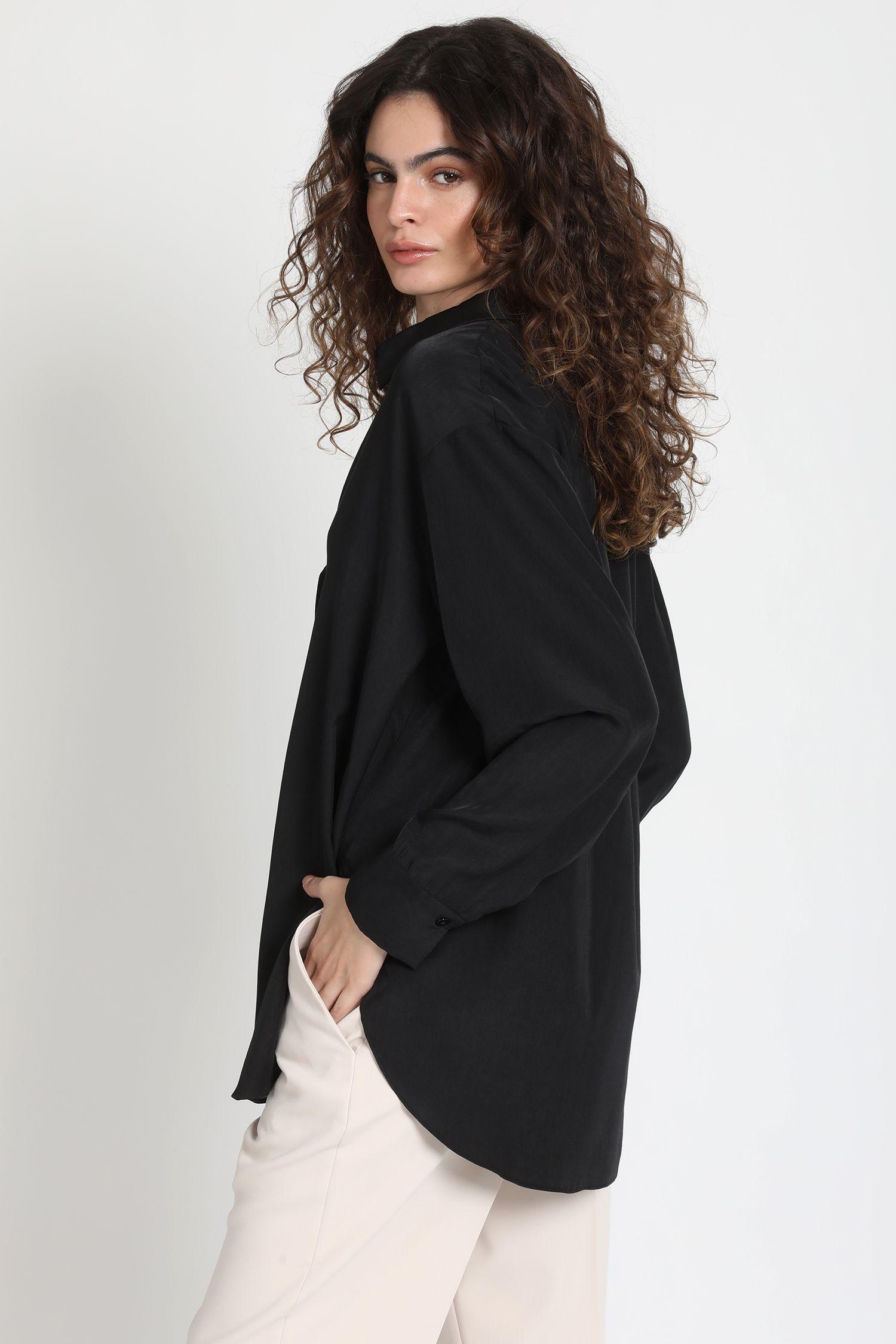 Camisa Fluida Larga Negra Liola-3