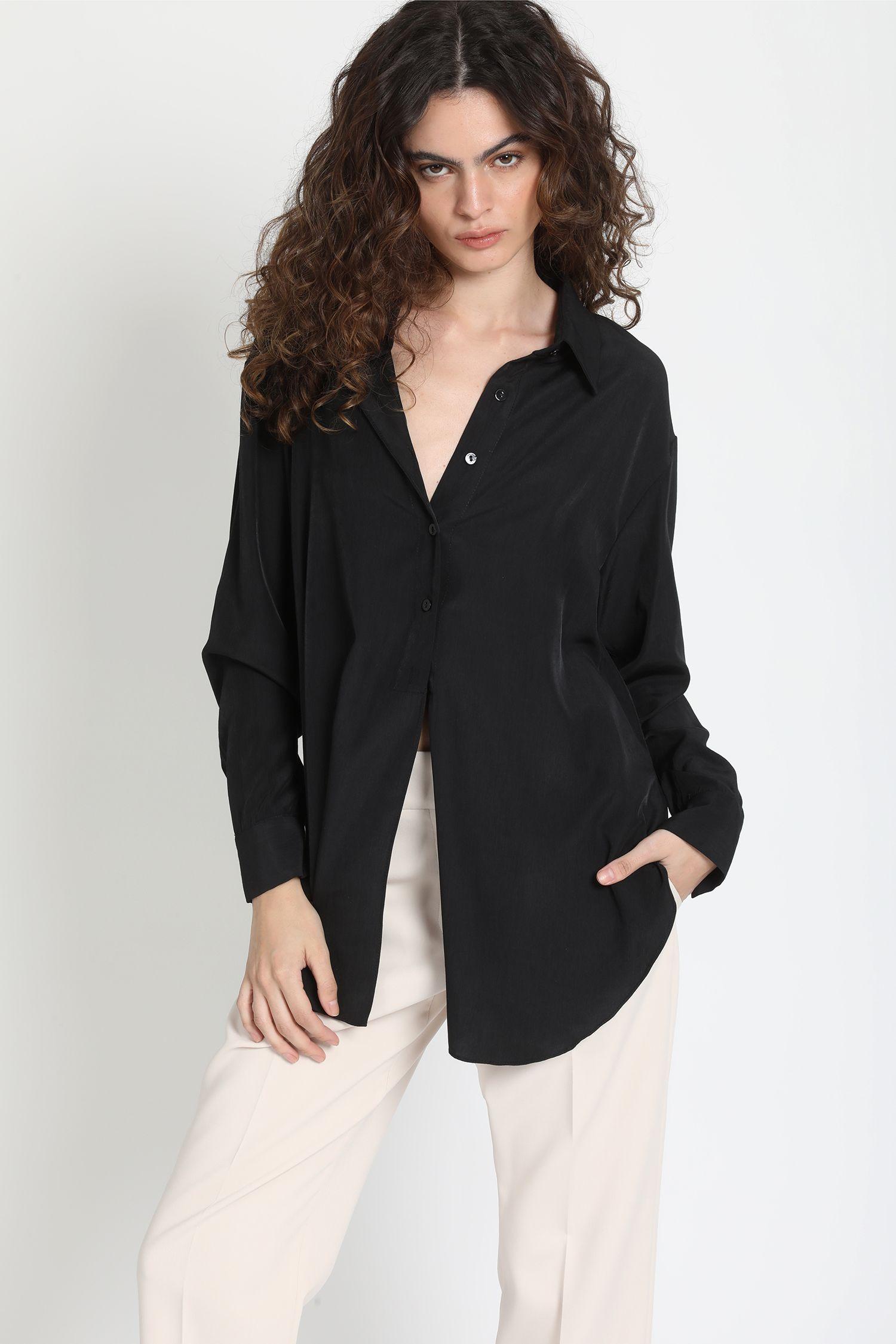 Camisa Fluida Larga Negra Liola-4