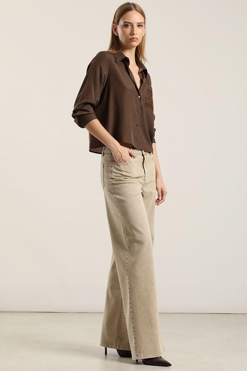 Jeans Color Straight, Procesado, Beige Liola-1