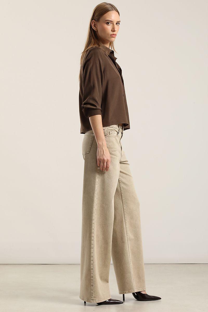 Jeans Color Straight, Procesado, Beige Liola-2