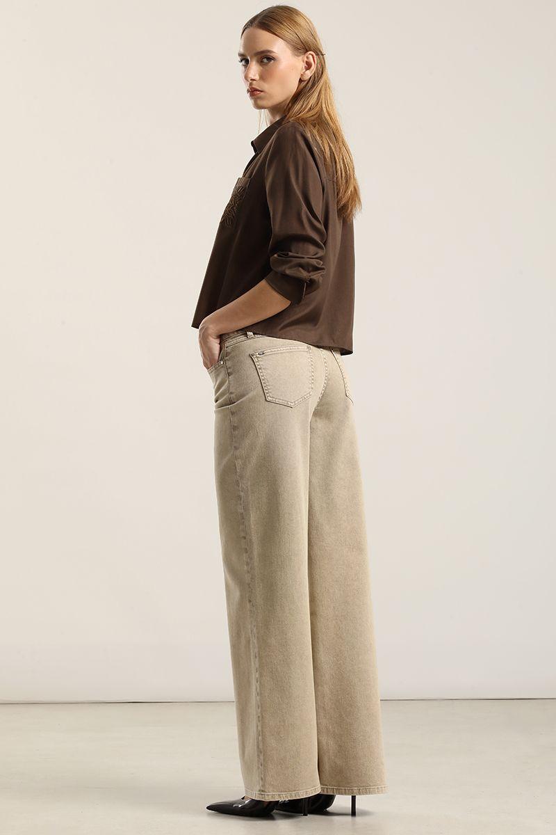 Jeans Color Straight, Procesado, Beige Liola-3