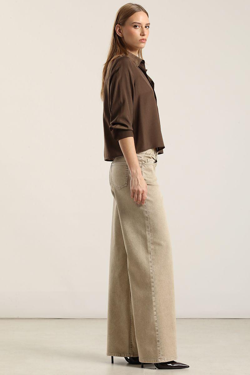 Jeans Color Straight, Procesado, Beige Liola-4